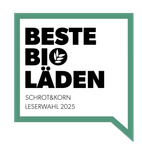 Logo der Leserwahl "Beste Bio-Läden" 2025 von Schrot&Korn.