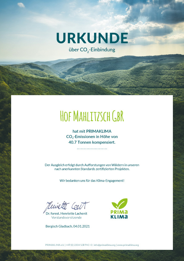 Zertifikat Prima Klima