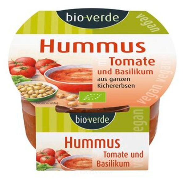 Produktfoto zu Hummus Tomate Basilikum