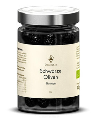 Produktfoto zu Schwarze Oliven Thrumpa - leicht geölt
