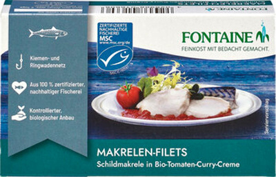 Produktfoto zu Makrelenfilets Currywurststyle - Schildmakrele in Tomaten-Curry-Creme