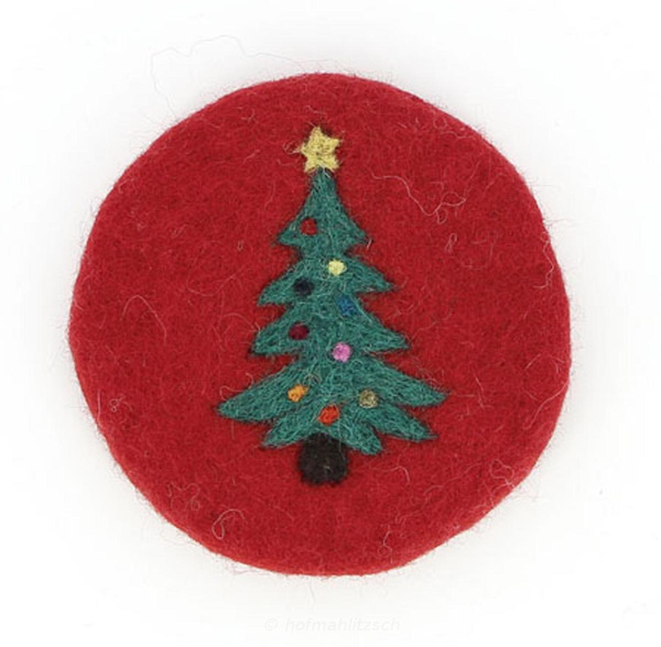 Produktfoto zu Filzuntersetzer rot mit Tannenbaum