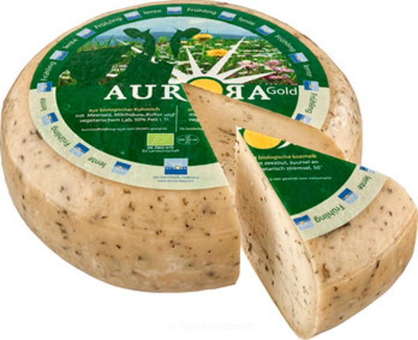 Produktfoto zu Aurora Gold Frühlingskäse - mit Löwenzahn, Gänseblümchen und Ingwer