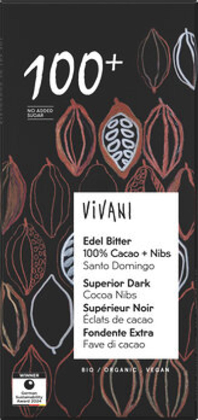 Produktfoto zu Edel Bitter Schokolade 100% mit Nibs