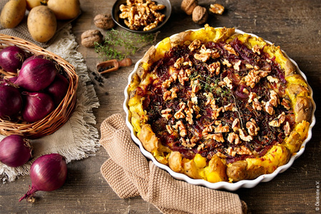Kartoffelkuchen mit Zwiebeln