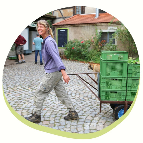 Unsere Gärtner haben kurze Wege, um die Ernte anzuliefern.