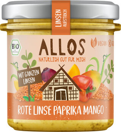 Produktfoto zu Linsenaufstrich Rote Linse Paprika Mango