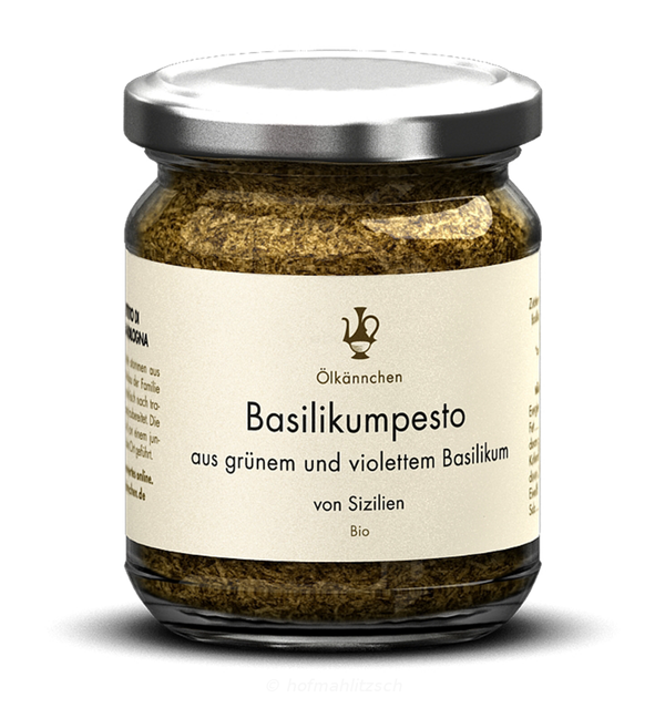 Produktfoto zu Basilikumpesto aus grünem und violettem Basilikum