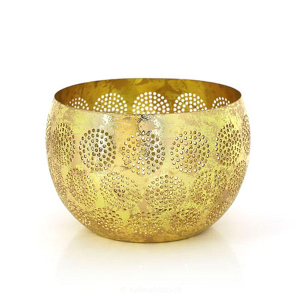 Produktfoto zu Windlicht Mandala Eisenblech gold